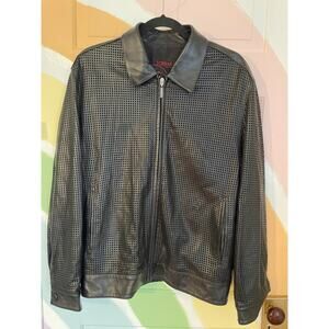 Torras Men’s Black Perforated Leather Jacket Size 40 USA Zip Front
